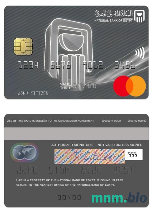 Egypt National Bank of Egypt tytan przykład karty mastercard w formacie PSD